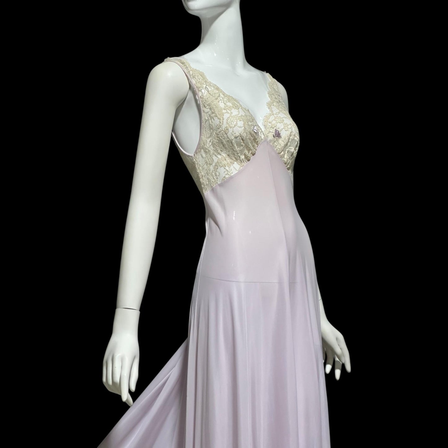 CLAIRE SANDRA by Lucie Ann vintage 1960s Nightgown: Powder Lavender Jersey Knit Gown