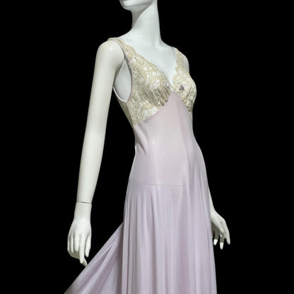 CLAIRE SANDRA by Lucie Ann vintage 1960s Nightgown: Powder Lavender Jersey Knit Gown