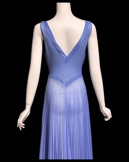 VANITY FAIR, for Julius Garfinckel, vintage 1940s chiffon nightgown, periwinkle sheer full sweep pleated gown