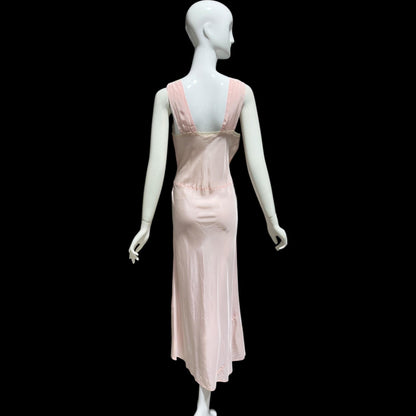 1940s vintage nightgown slip dress, Old Hollywood Powder Pink Bias Cut lingerie dress