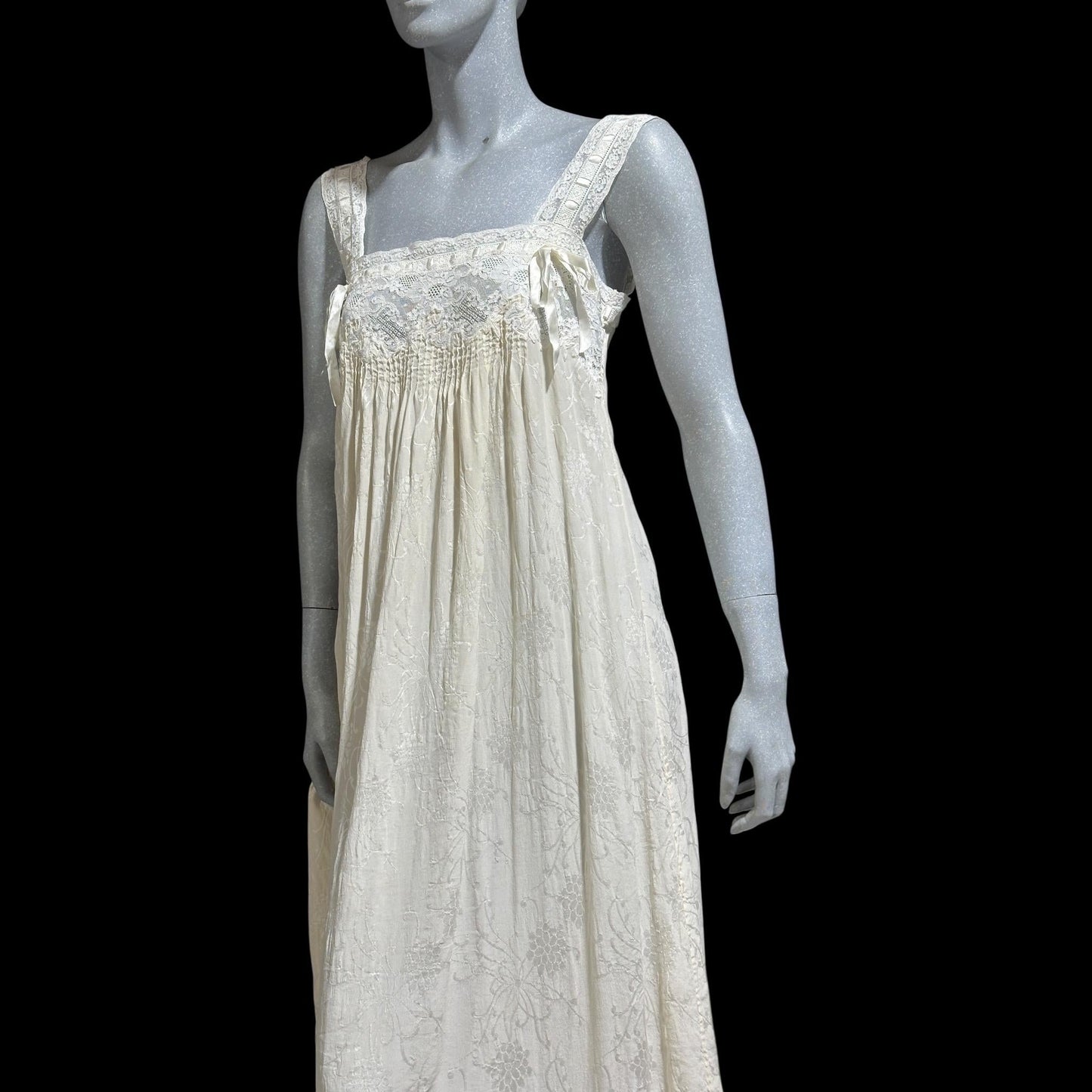 NANOUCHKA Vintage Edwardian style silk nightgown slip dress, pin tucks and lace babydoll night dress