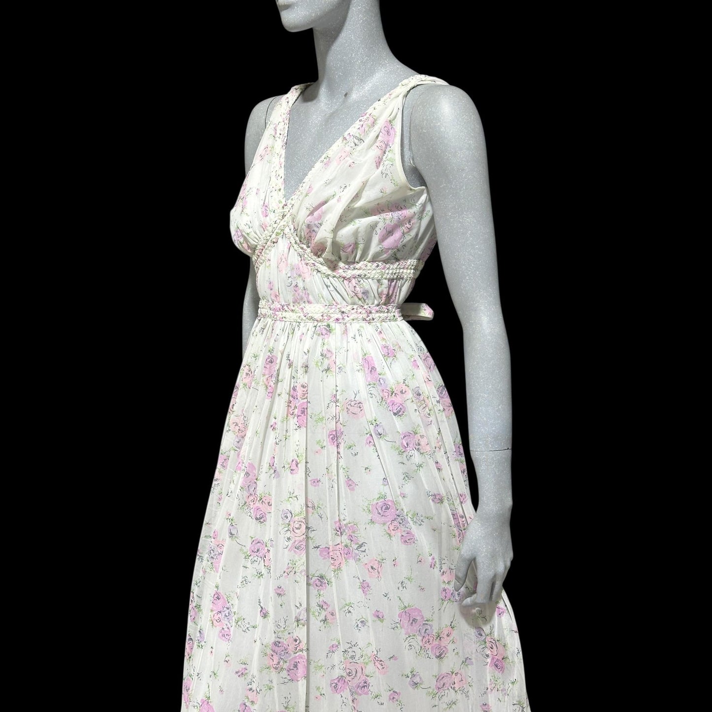 EVE STILLMAN for GRACETTE vintage 1950s Nightgown Slip Dress: floral Grecian Goddess Gown