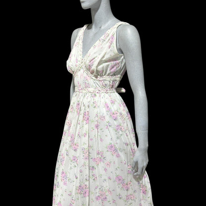 EVE STILLMAN for GRACETTE vintage 1950s Nightgown Slip Dress: floral Grecian Goddess Gown