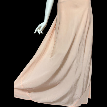 LAURA LANE, vintage 1940s nightgown slip dress, Shiny petal pink bias cut night dress, full length