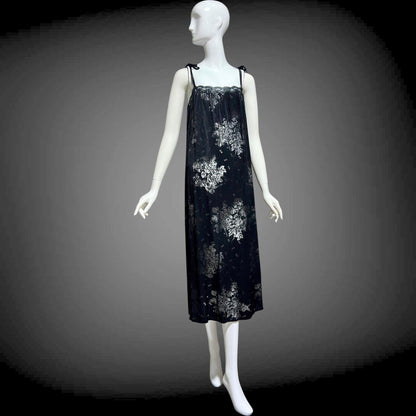LOUIS FERAUD Paris vintage 1970s nightgown slip dress, Black burnout babydoll gown