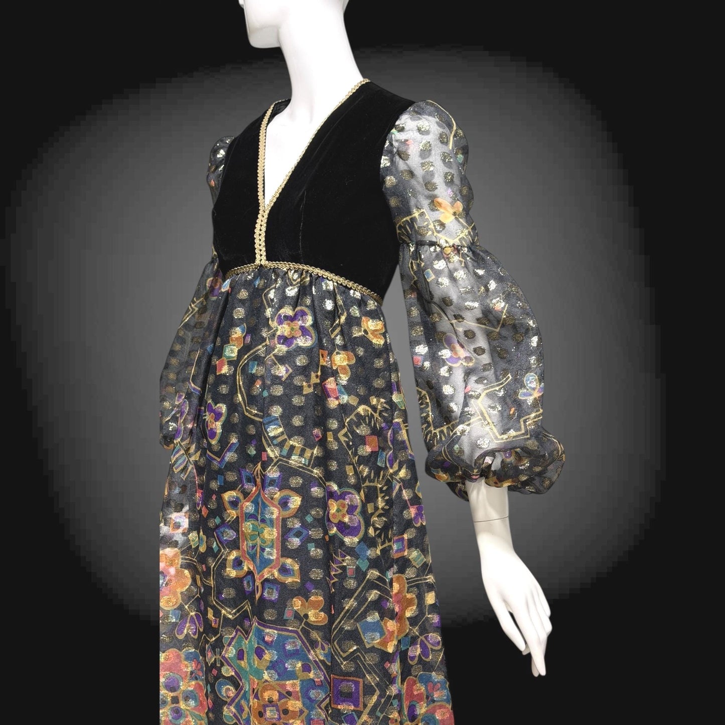 LORD & TAYLOR Vintage 1960s cocktail dress, Malcolm Starr Babydoll Empire Waist evening party dress