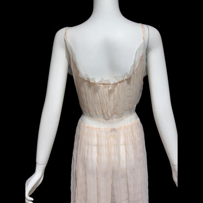 BY IRIS, vintage 1930s Nightgown slip dress, ethereal sheer waffled nylon night dress