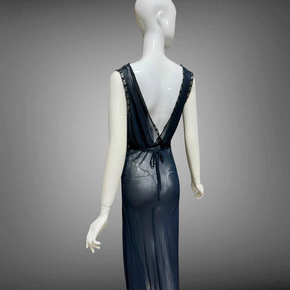 LADY DUFF, vintage 1930s Nightgown slip dress, sheer sultry black night dress, bias cut with lace