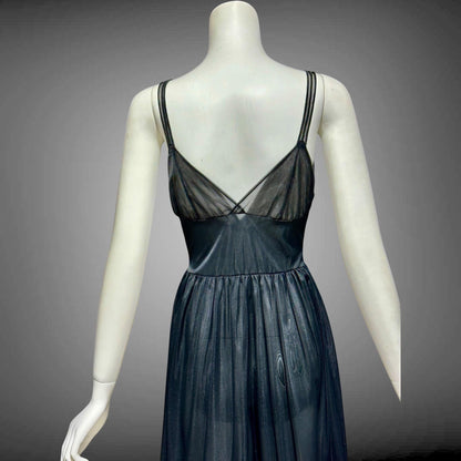Rogers vintage 1950s Black Lace Nylon Nightgown Slip Dress