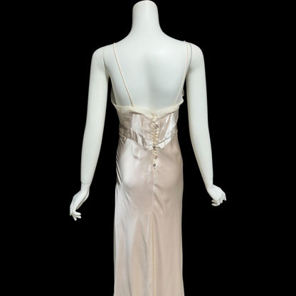 Y2K vintage bias cut evening dress, Silk 1940 style gown, Amazing blush silk sheath slip dress