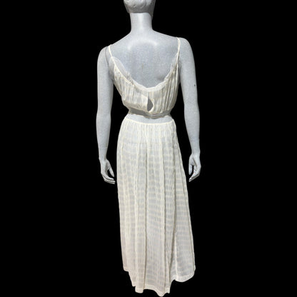 IRIS vintage 1930s Nightgown slip dress, ethereal white sheer waffled nylon lingerie dress