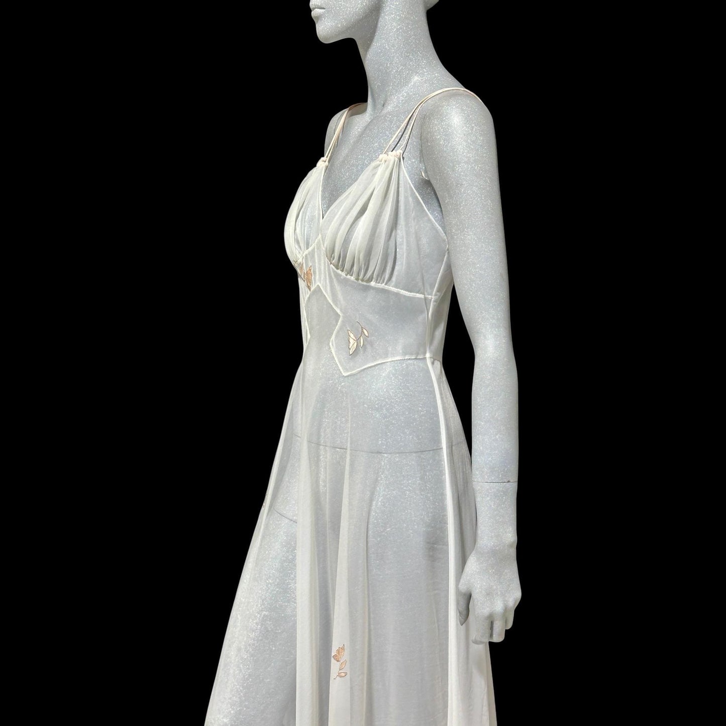 LUCIE ANN Lingerie Vintage 1950s Nightgown: Totally Sheer white full sweep night gown