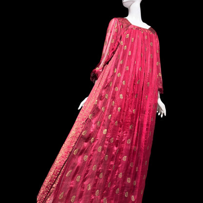 NEIMAN MARCUS Vintage 1970s evening dress, 100% Indian Silk Caftan Dress: Hippie Boho Maxi