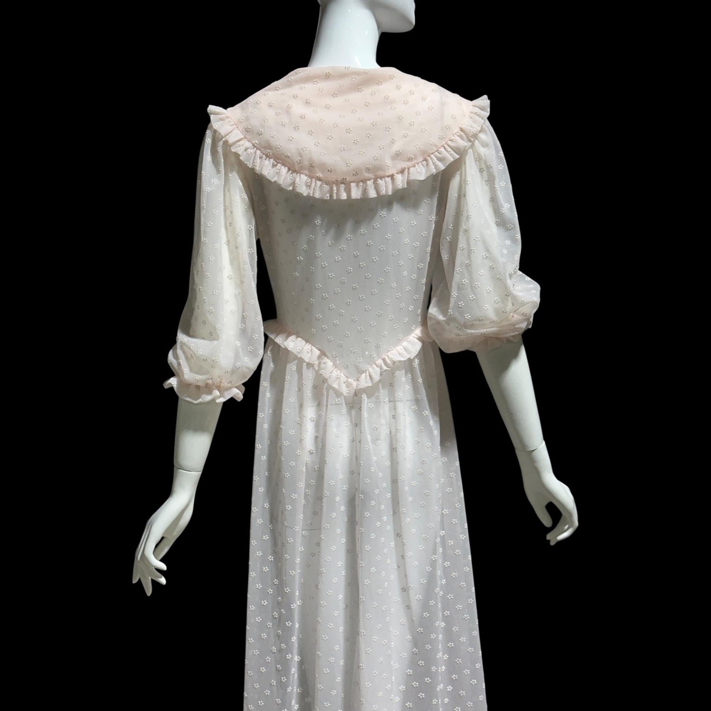 VANITY FAIR, 1940s Sheer Dressing Gown: Vintage Pink Flocked Robe, Wrap front