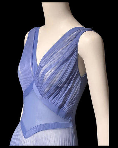 VANITY FAIR, for Julius Garfinckel, vintage 1940s chiffon nightgown, periwinkle sheer full sweep pleated gown