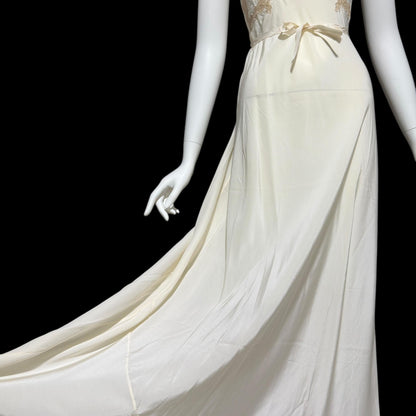 YOLANDE vintage 1930s Nightgown slip dress, Hand Made pure silk ecru wedding night dress