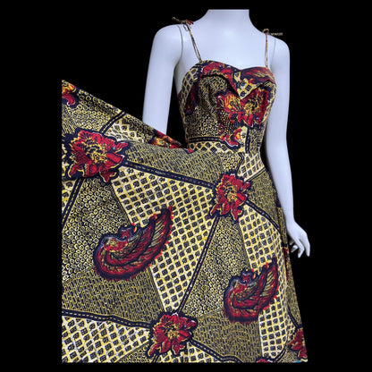 BABS' SHOPPE Kingston Jamaica, vintage 1950s bombshell shelf bust cotton print full circle skirt sundress
