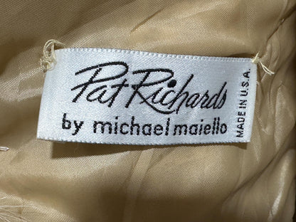 PAT RICHARDS Michael Maiello, vintage 1980s evening dress, white lace & fox collar dynasty glam gown