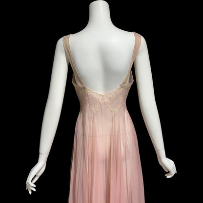 VANITY FAIR Peignoir set, Vintage 1940s Dusty Pink pleated bridal slip dress and robe