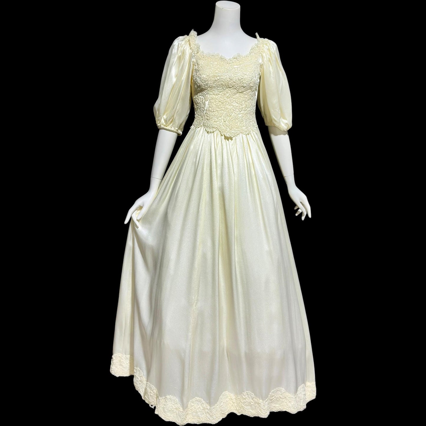 1960s vintage wedding dress, Off shoulder Juliet style bridal gown