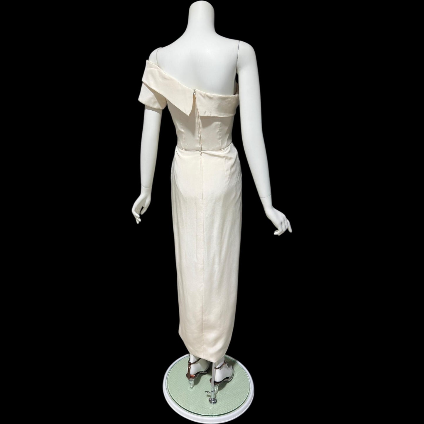 TOMASZ STARZEWSKI Saks Fifth Ave, vintage 1990s wedding dress, silk one shoulder bridal gown, London Designer gown