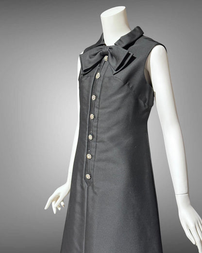 PAT SANDLER Vintage mod party dress, 1960s Black sassy shift preppy cocktail dress