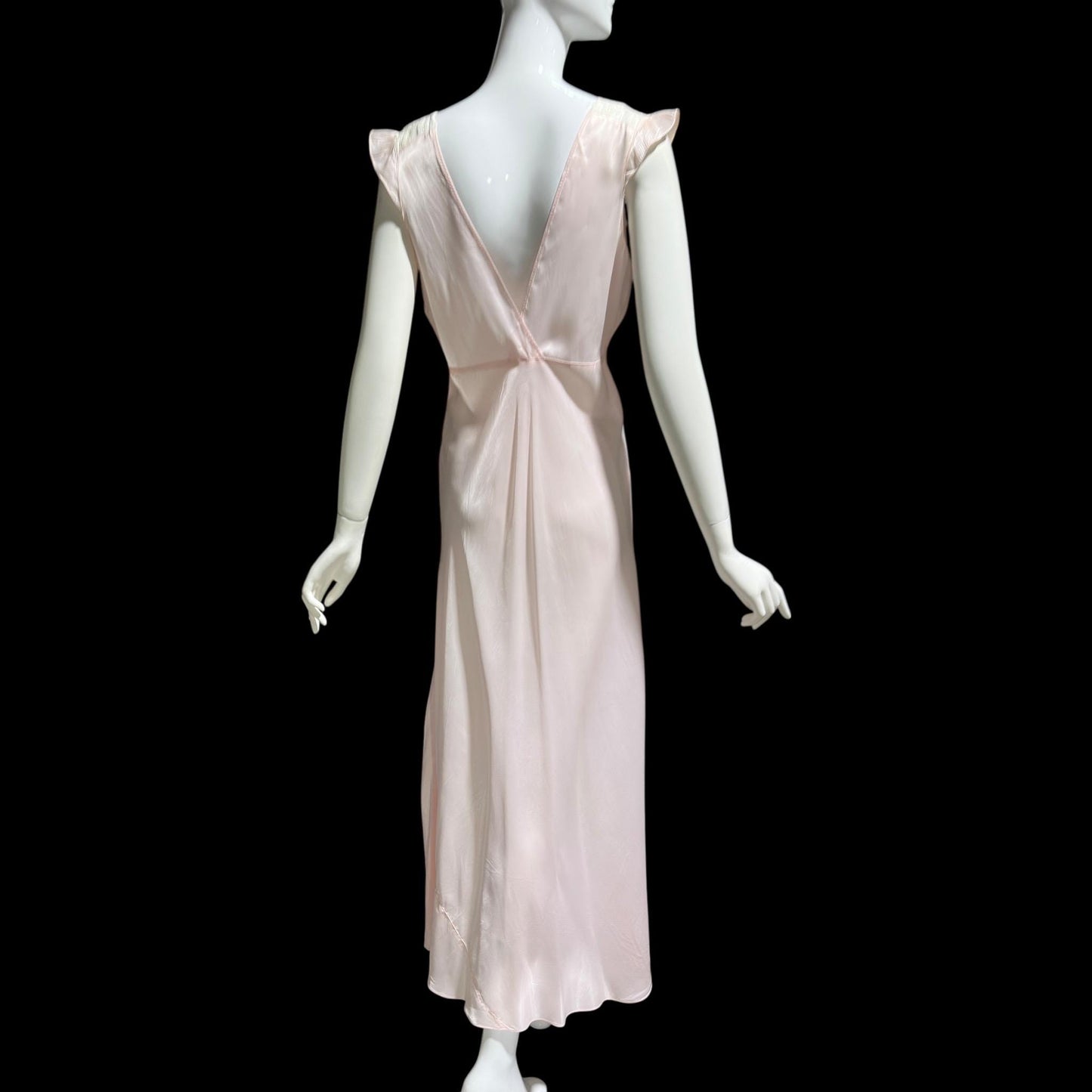 1940s Pink bias cut Nightgown: Vintage Pale pink Old Hollywood Slip Dress