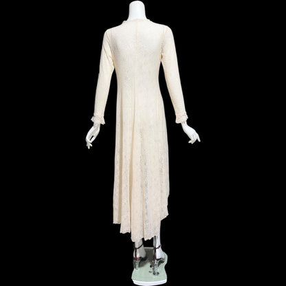 CLAIRE PETTIBONE, wedding coat robe, sheer nylon lace high low dressing gown