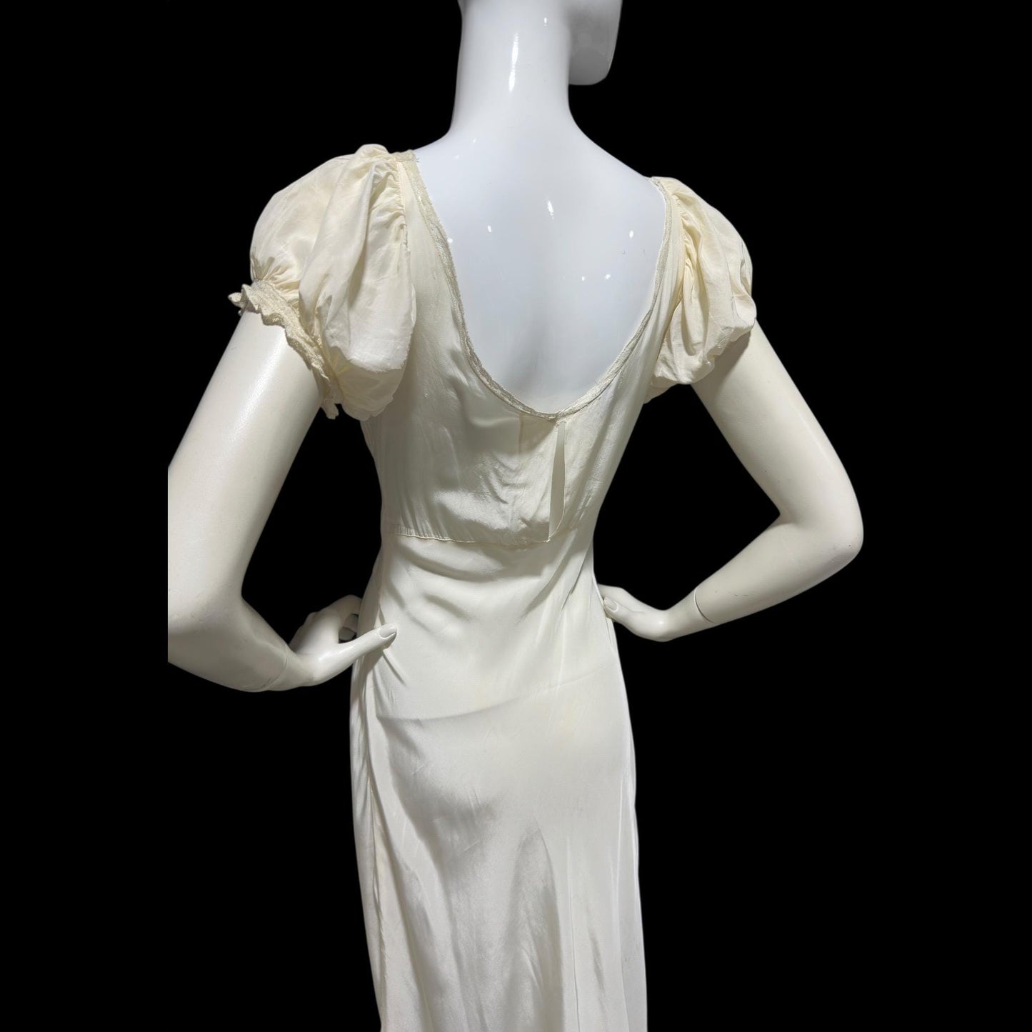 TROUSSEAU vintage 1940s nightgown slip dress, creamy white rayon night dress, full length