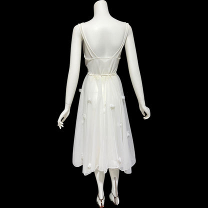 BEAU MONDE vintage 1950s slip dress, Max Schwartz ethereal sheer white double layer chiffon