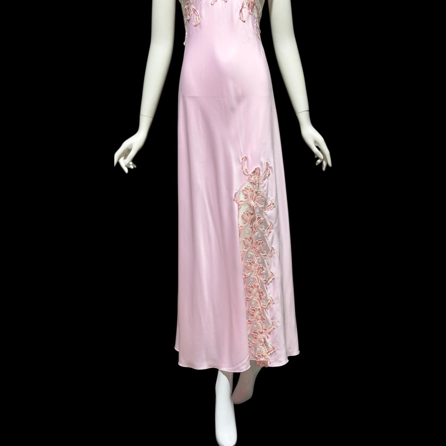 TERESA vintage Y2K nightgown robe set, Made in Italy, sheer pink lace sheath slip dress and peignoir set