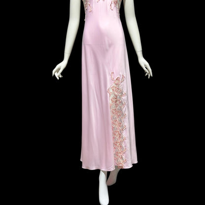 TERESA vintage Y2K nightgown robe set, Made in Italy, sheer pink lace sheath slip dress and peignoir set
