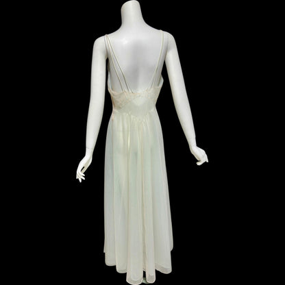 Vanity Fair Nightgown slip dress: Vintage 1940s Sheer pale green nylon and Lace Old Hollywood Glamour gown