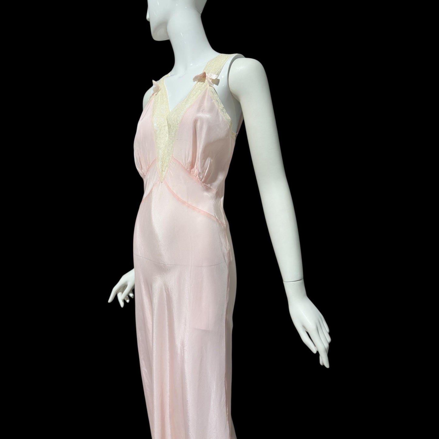 1940s vintage nightgown slip dress, Old Hollywood Powder Pink Bias Cut lingerie dress