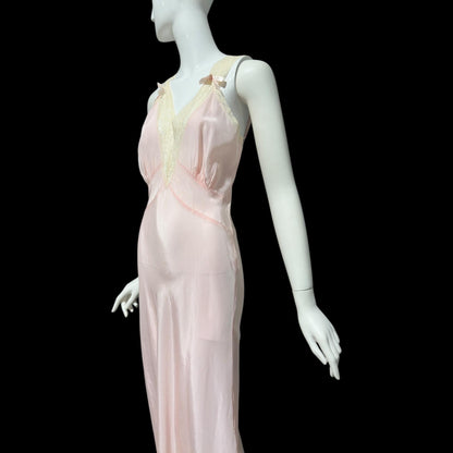 1940s vintage nightgown slip dress, Old Hollywood Powder Pink Bias Cut lingerie dress