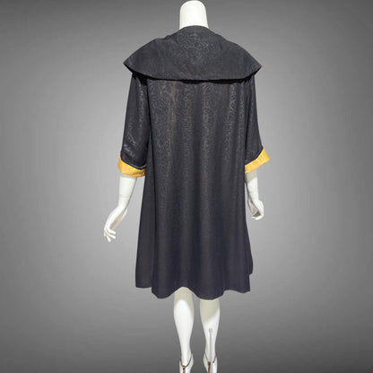 1930s vintage evening swing coat, black swing opera coat duster with satin lining