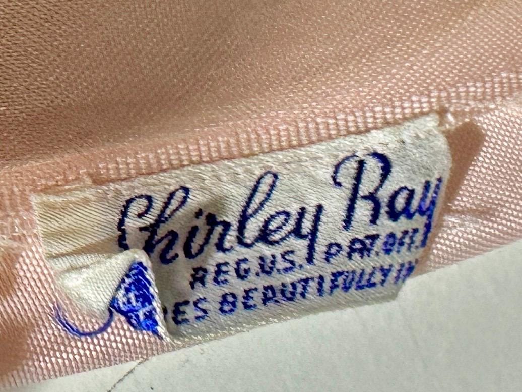 SHIRLEY RAY, vintage 1940s nightgown, Shiny baby pink bias cut rayon slip dress, full length