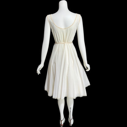 MONTALDO'S, vintage 1950s nightgown, short creamy white Grecian Goddess night dress