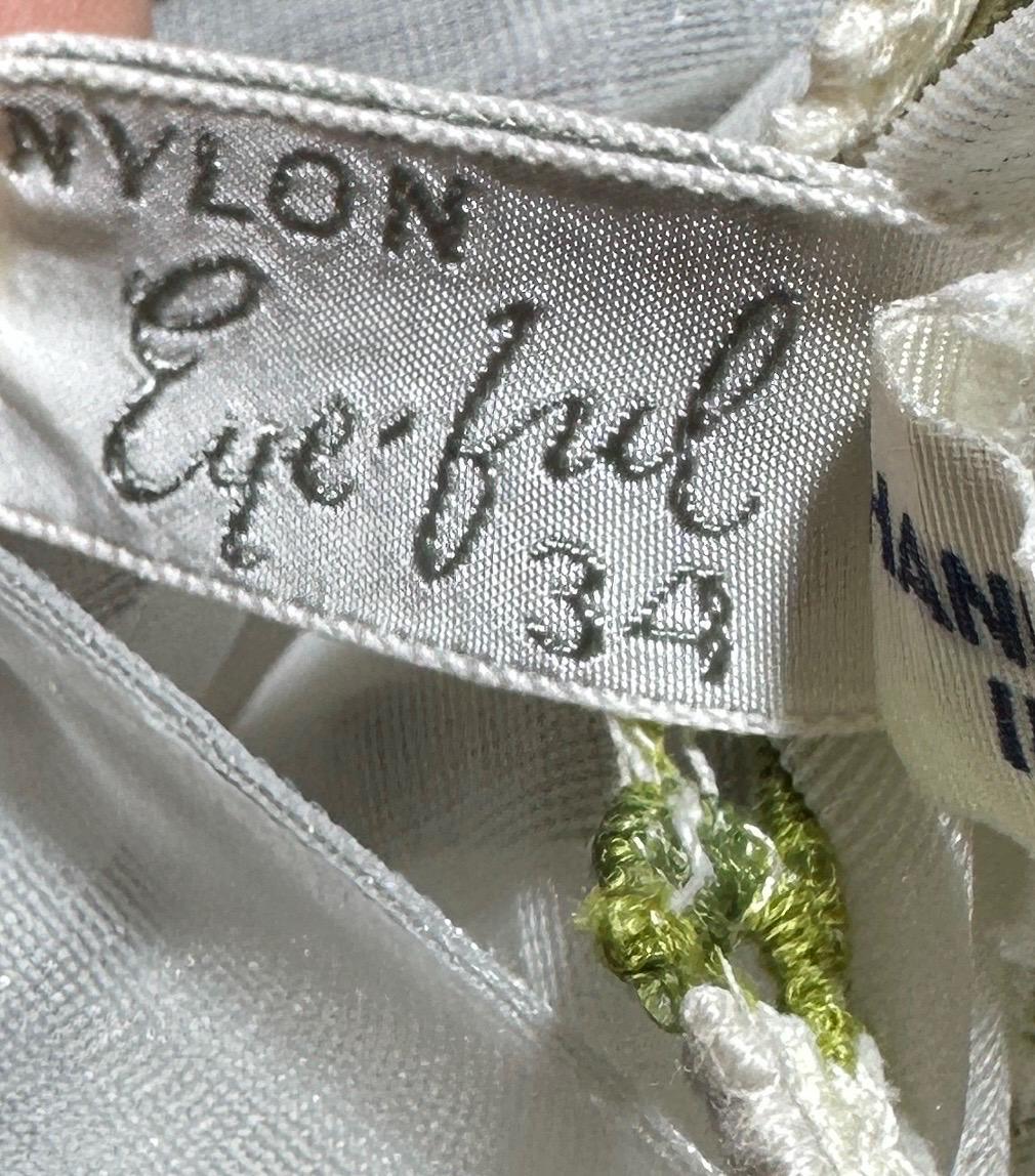 EYEFUL vintage 1950s nightgown slip dress, ethereal fairy garden nymph white nylon w/ lilies of the valley