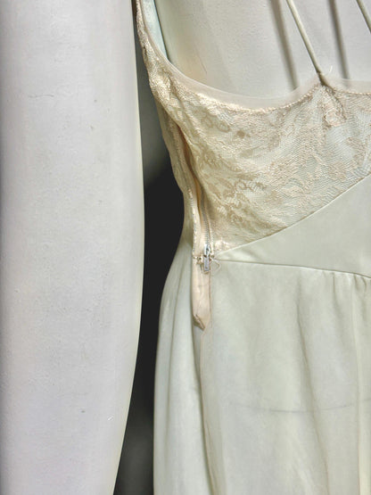 Vanity Fair Nightgown slip dress: Vintage 1940s Sheer pale green nylon and Lace Old Hollywood Glamour gown