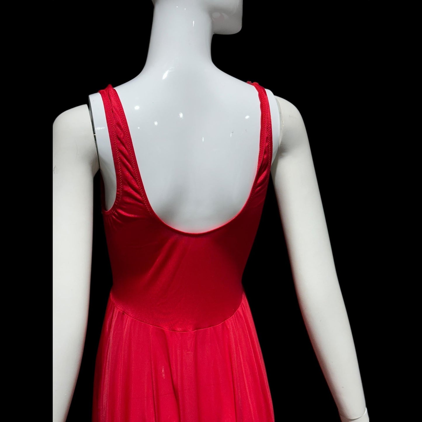 OLGA vintage 1980s nightgown slip dress, 9295 Bodysilk Lipstick Red full sweep night gown dress, stretchy