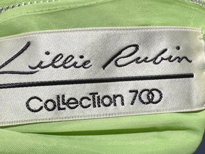 LILLIE RUBIN vintage 1970s green chiffon evening dress gown, Collection 700, matching scarf cape
