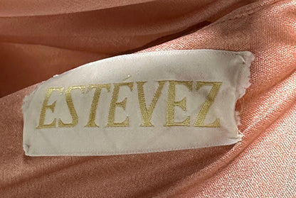 ESTEVEZ vintage 1970s evening dress, peachy copper jersey knit Goddess hostess dress