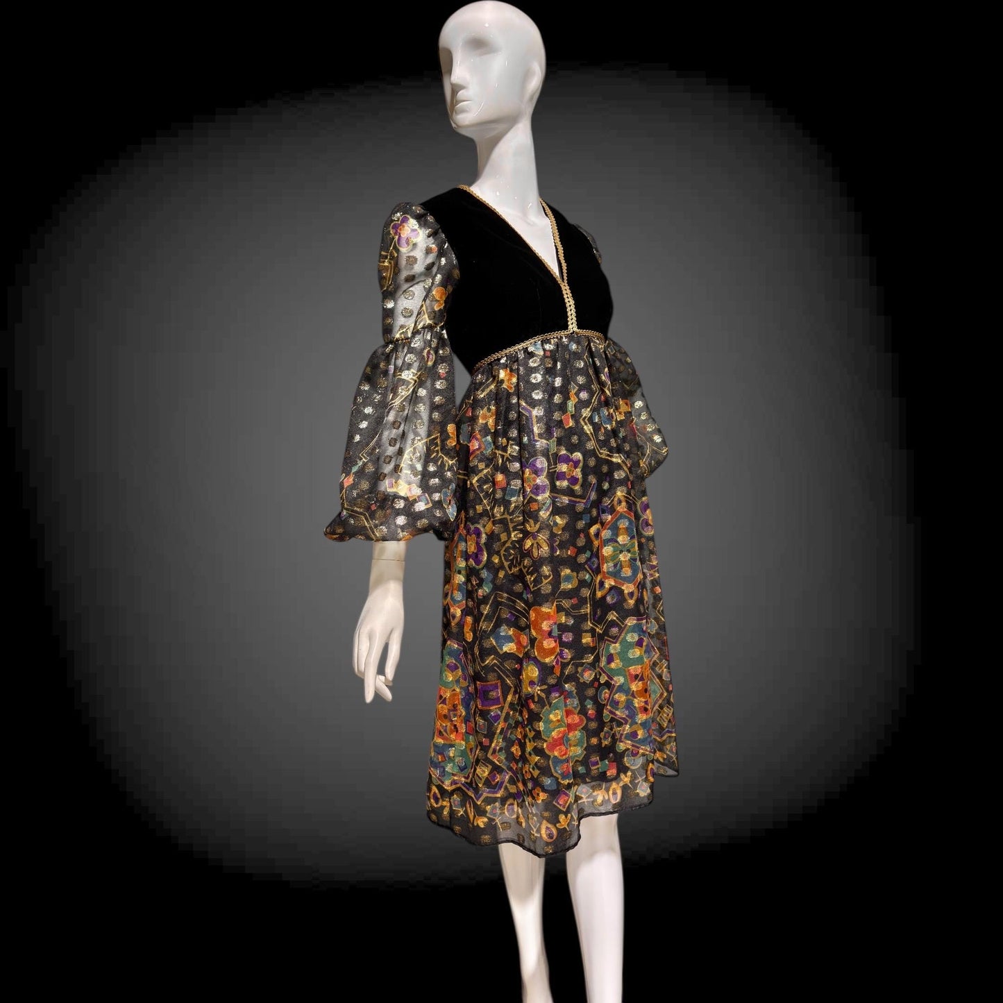 LORD & TAYLOR Vintage 1960s cocktail dress, Malcolm Starr Babydoll Empire Waist evening party dress