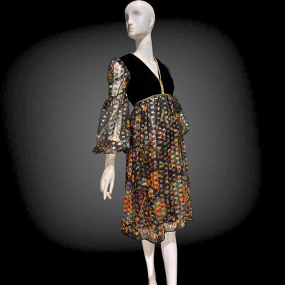 LORD & TAYLOR Vintage 1960s cocktail dress, Malcolm Starr Babydoll Empire Waist evening party dress