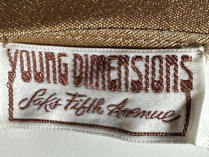 YOUNG DIMENSIONS SAKS Fifth Ave, vintage 1970s evening dress, Bronze slinky metallic knit maxi slip dress, Disco party cocktail dress
