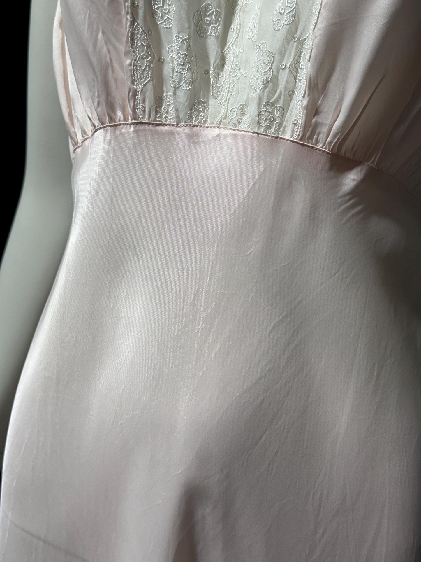 1940s Pink bias cut Nightgown: Vintage Pale pink Old Hollywood Slip Dress