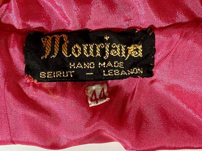 MOROCCAN KAFTAN vintage 1960s raw silk caftan evening dress, Hand Made Hot Pink and gold metallic