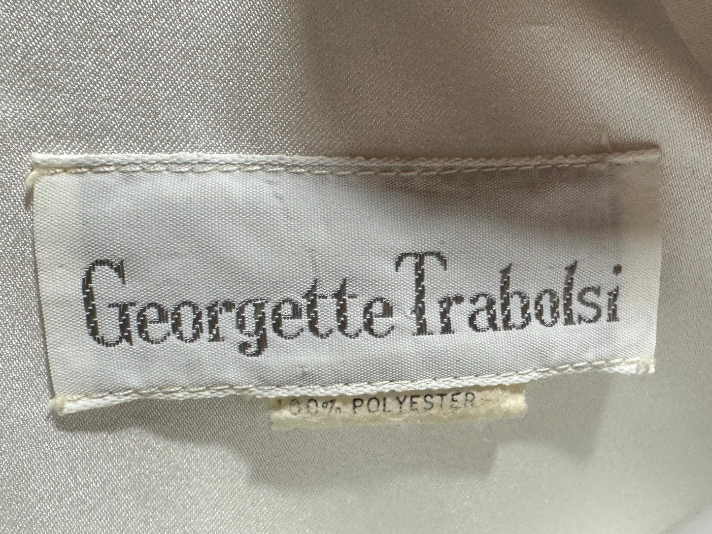 GEORGETTE TRABOLSI, 1980s Vintage dressing gown, White bridal peignoir robe, cutout puffed sleeves