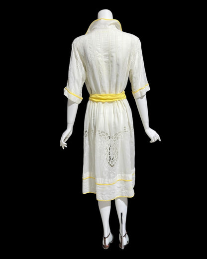 1920s vintage dress, Antique Hungarian sheer White cotton batiste shift lawn dress
